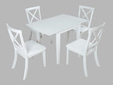 Eastern Tides Blanc Dropleaf Dining Table w/ 4 X-Back Chairs