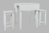 Eastern Tides Blanc Dropleaf Counter Dining Table w/ 2 Backless Stools