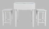 Eastern Tides Blanc Dropleaf Counter Dining Table w/ 2 Backless Stools