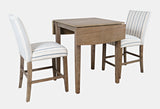 Eastern Tides Bisque Dropleaf Counter Dining Table w/ 2 Uph Stools