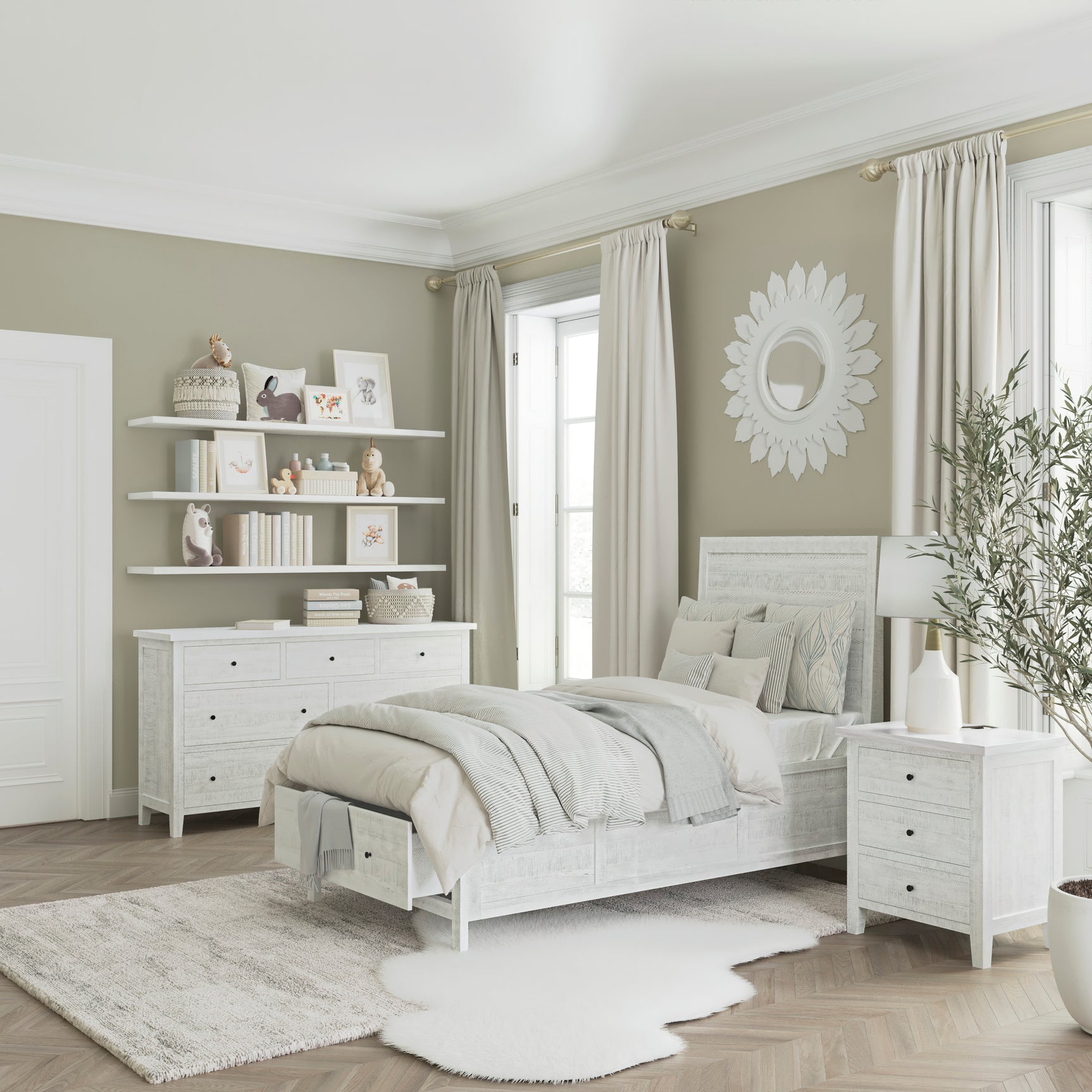 Maxton Ivory Twin Storage Bed