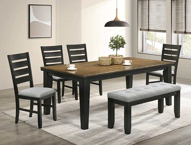 Bardstown Gray & Charcoal Black Dining Bench