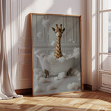 Giraffe in a Bathtub of Bubbles