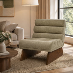 Oroville Sage Green Modern Channel Armless Chair