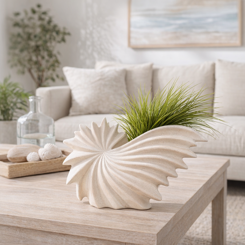 Amesti White Ribbed Shell