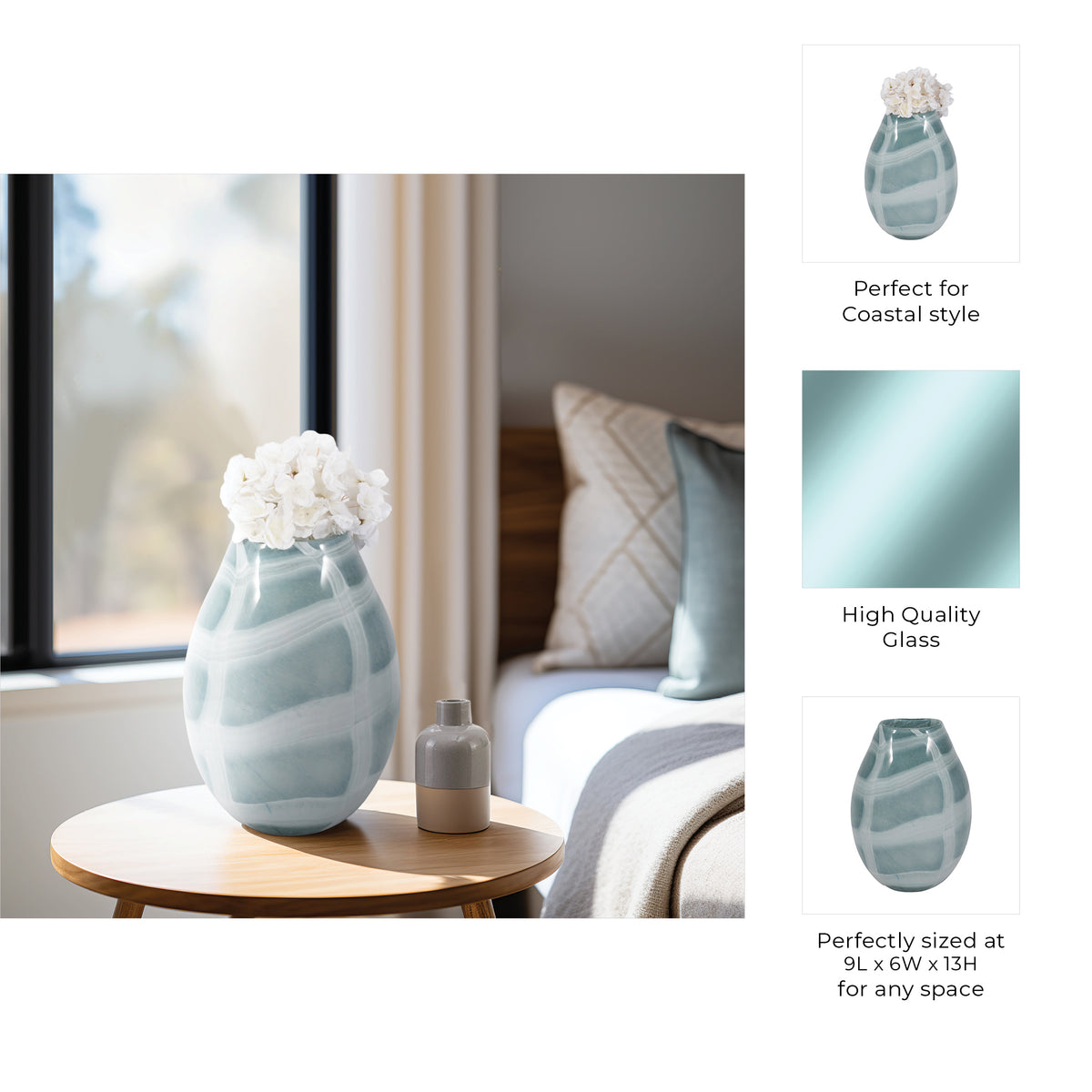 Pearlcrest Blue/White Glass Vase
