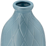 Wellsona Cameo Blue Ceramic Plaid Textured Vase