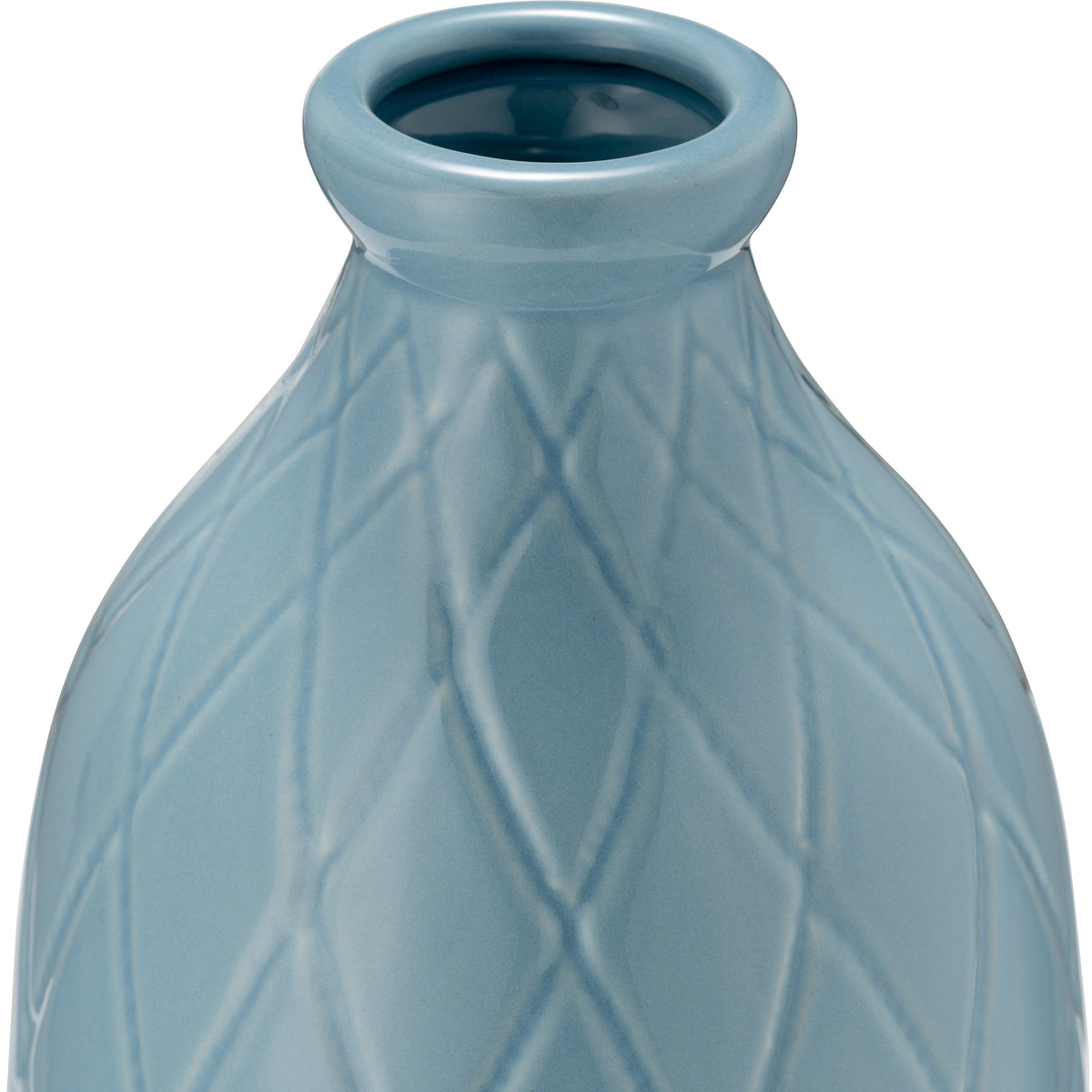 Wellsona Cameo Blue Ceramic Plaid Textured Vase