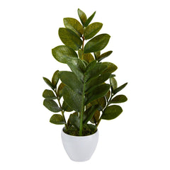 22” Zamioculcas Artificial Plant in White Planter - Ornate Home