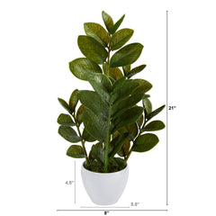 22” Zamioculcas Artificial Plant in White Planter - Ornate Home