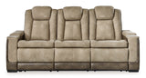 Next-Gen DuraPella Sand Power Reclining Sofa w/ Drop-Down Table - Ornate Home