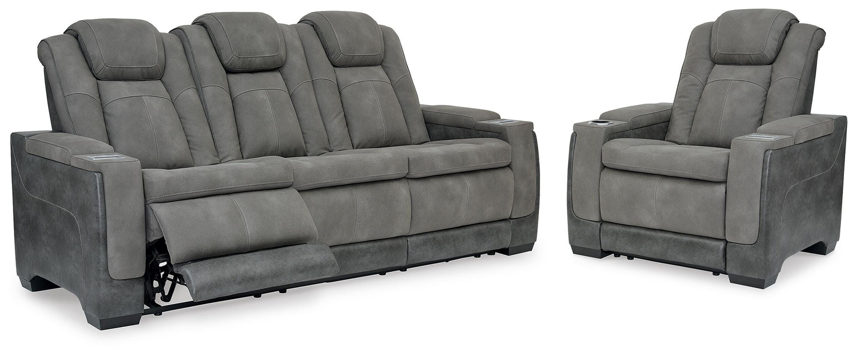 Next-Gen Durapella Slate Power Reclining Sofa and Power Recliner