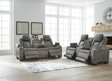 Next-Gen Durapella Slate Power Reclining Sofa and Loveseat (Online Special Price)