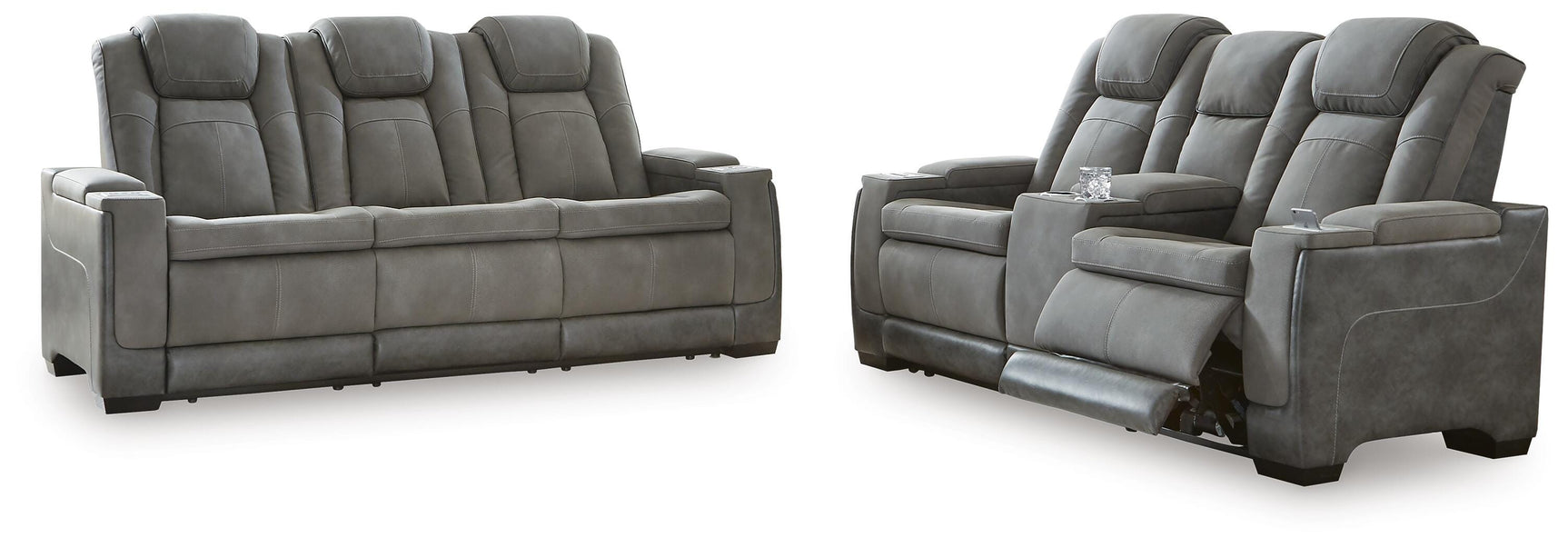 Next-Gen Durapella Slate Power Reclining Sofa and Loveseat (Online Special Price)