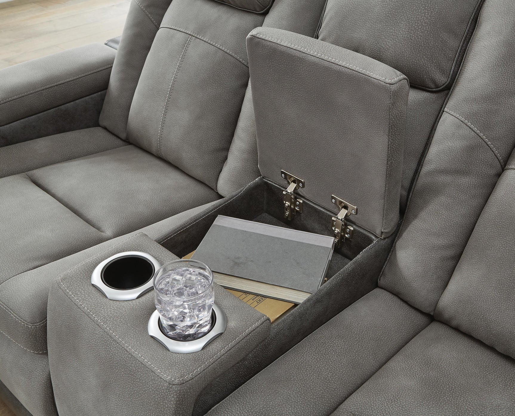 Next-Gen Durapella Slate Power Reclining Sofa and Loveseat (Online Special Price)