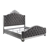 Leonora Velvet & Vintage Platinum Eastern King Bed - Ornate Home