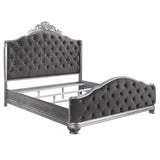 Leonora Velvet & Vintage Platinum Queen Bed - Ornate Home