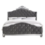 Leonora Velvet & Vintage Platinum Queen Bed - Ornate Home