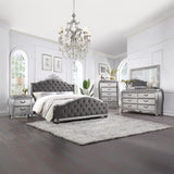 Leonora Velvet & Vintage Platinum Queen Bed - Ornate Home