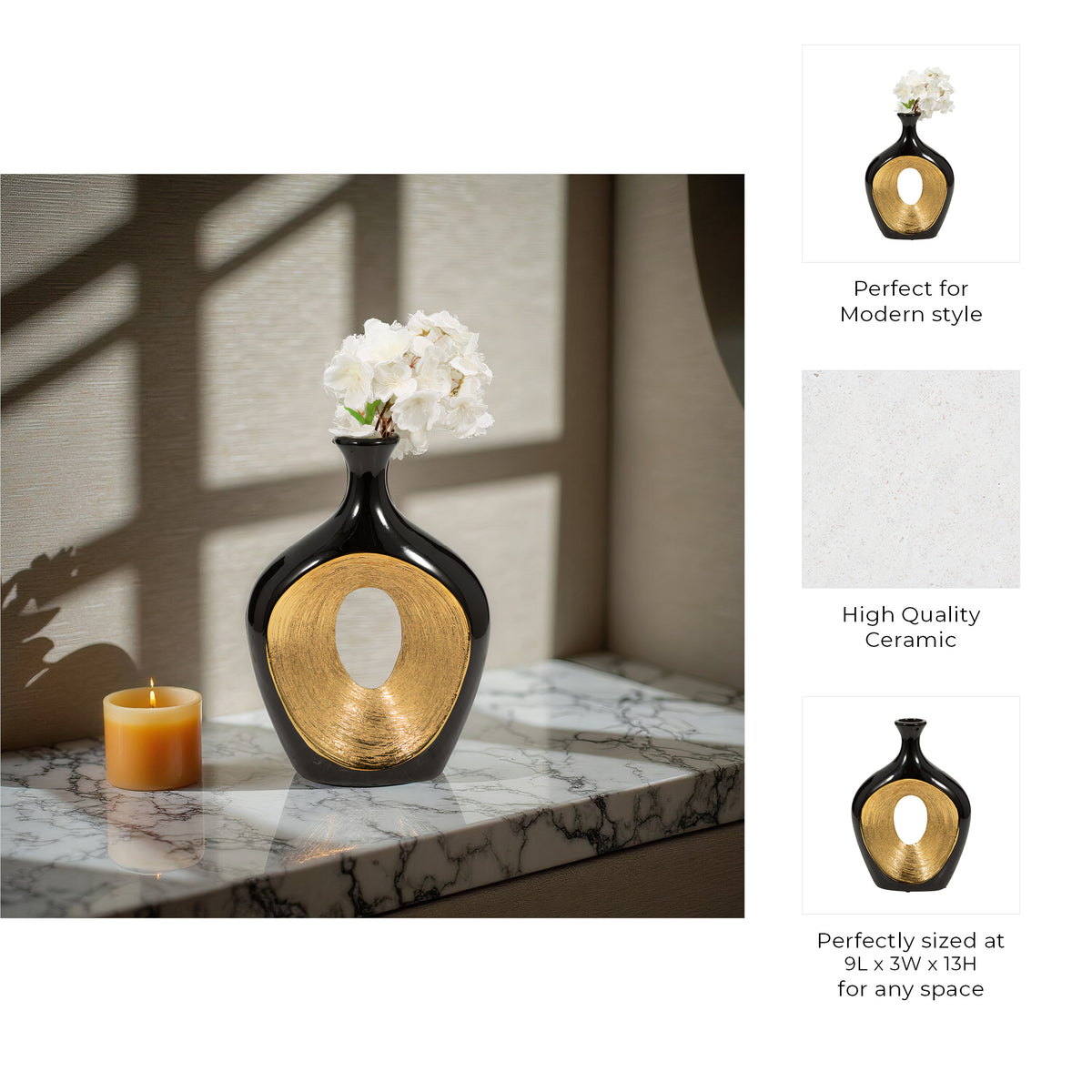 Hardencliff Black/Gold Vase