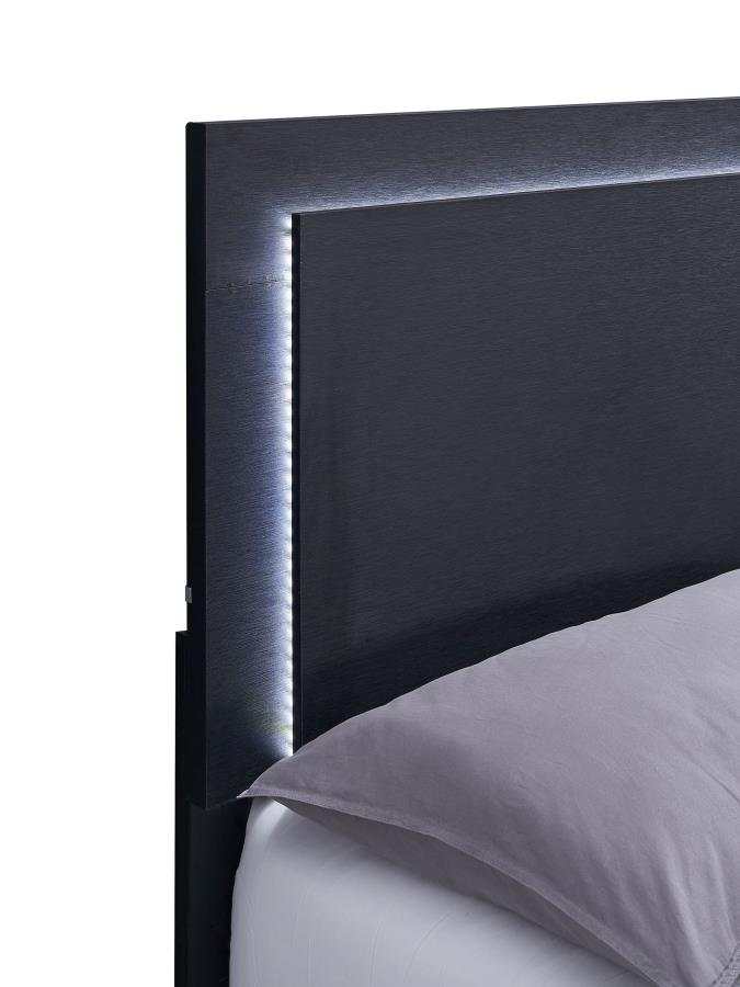 Marceline Black Queen Bed w/ LED Headboard - Ornate Home