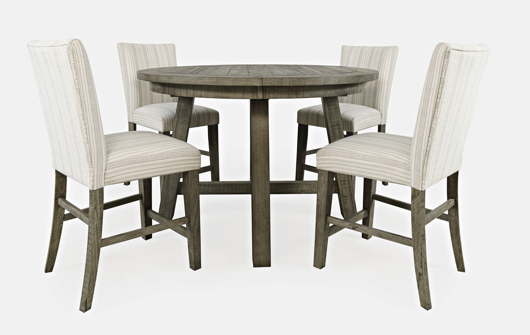 Telluride Driftwood Round Counter Dining Table w/ 4 Uph Stools