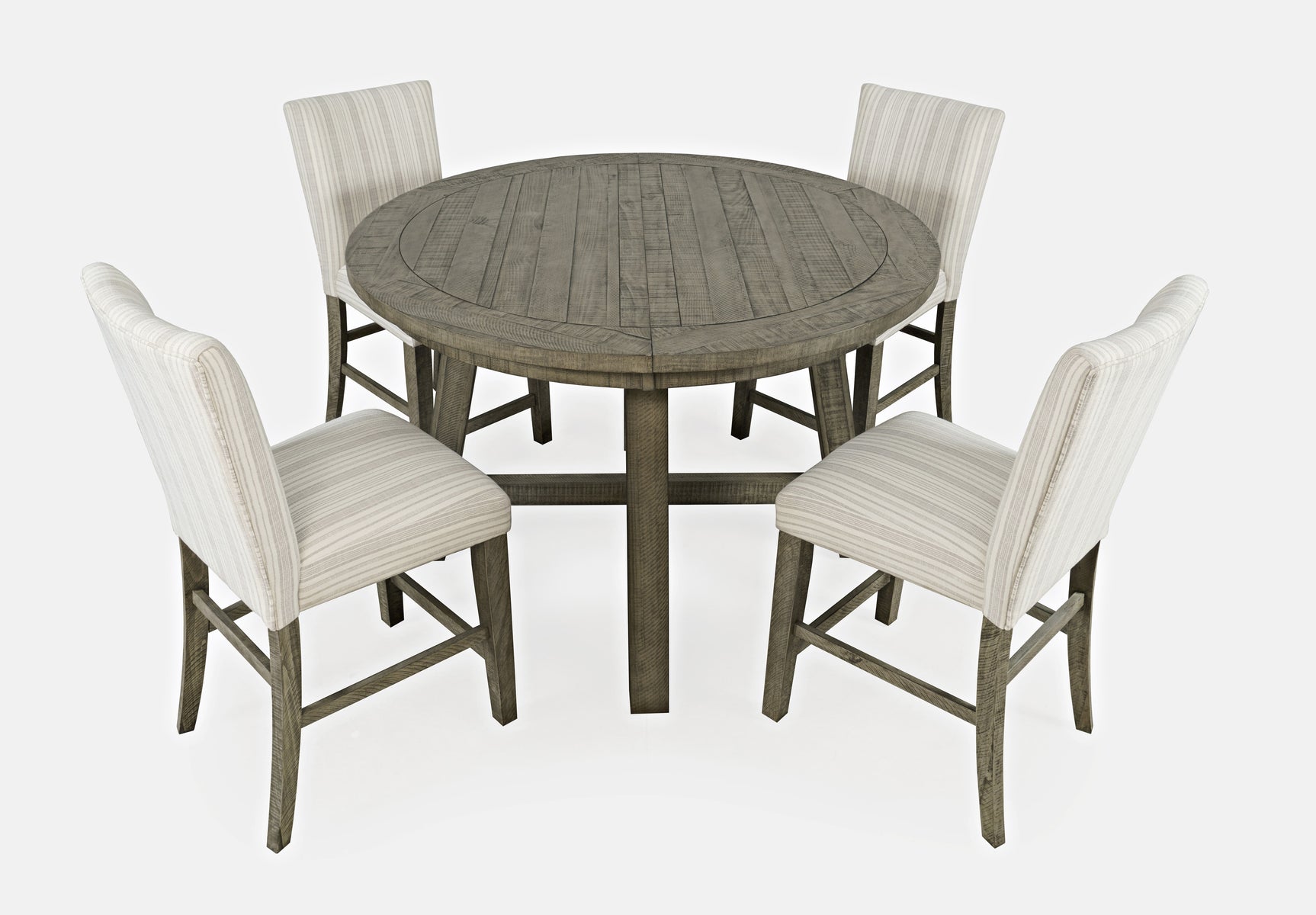 Telluride Driftwood Round Counter Dining Table w/ 4 Uph Stools