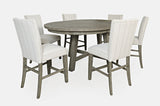 Telluride Driftwood Round Counter Dining Table w/ 6 Uph Stools