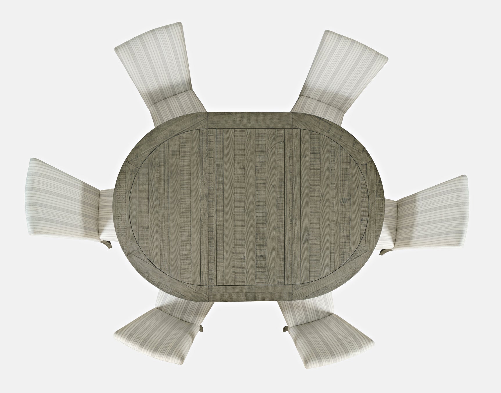 Telluride Driftwood Round Dining Table w/ 6 Uph Chairs
