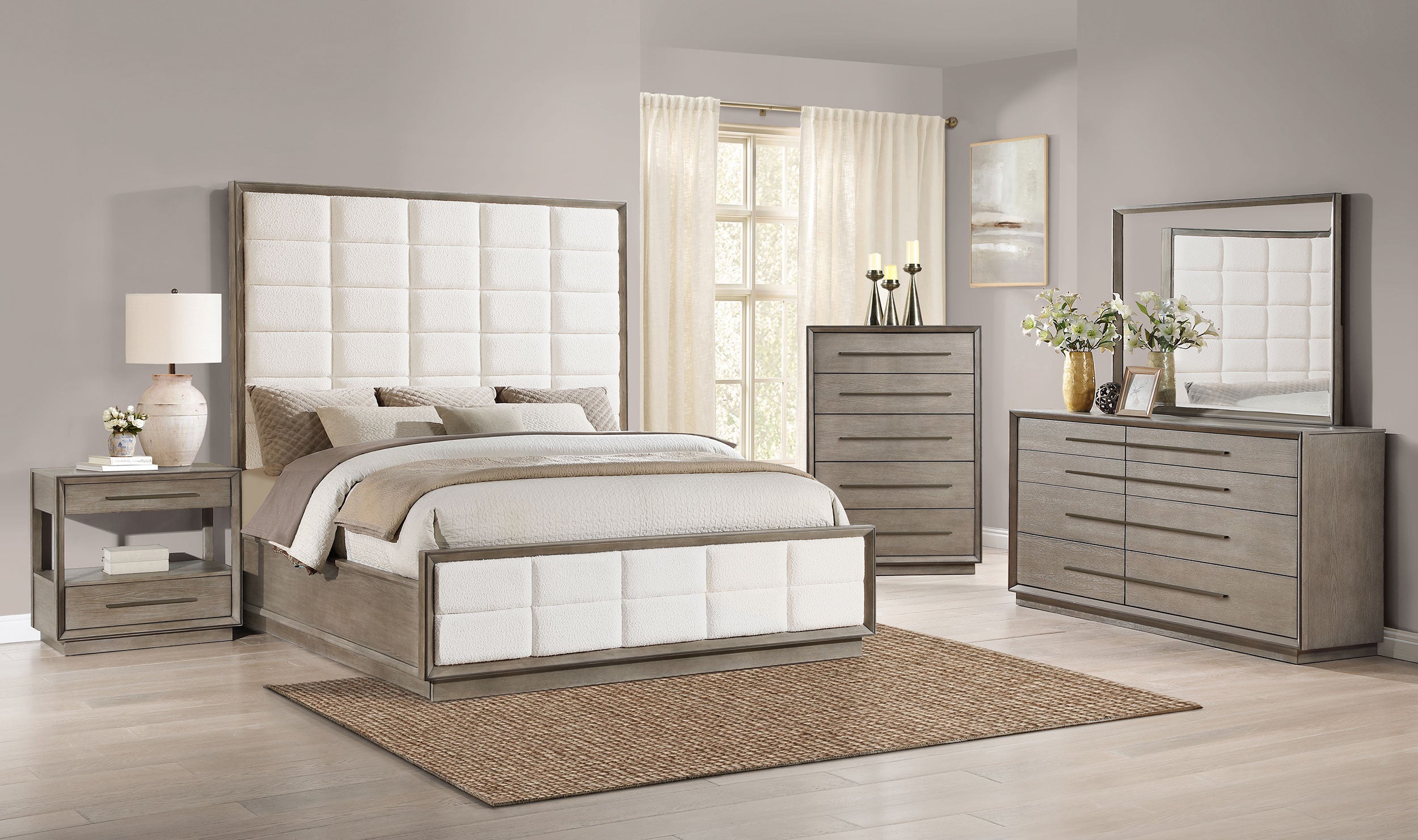 Durango Washed Oak 4-piece 5-piece California King Bedroom Set - Ornate Home