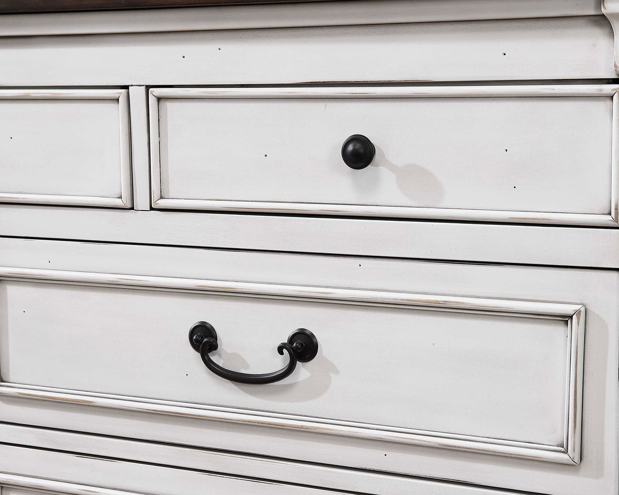 Hillcrest Distressed White Dresser and Mirror - Ornate Home