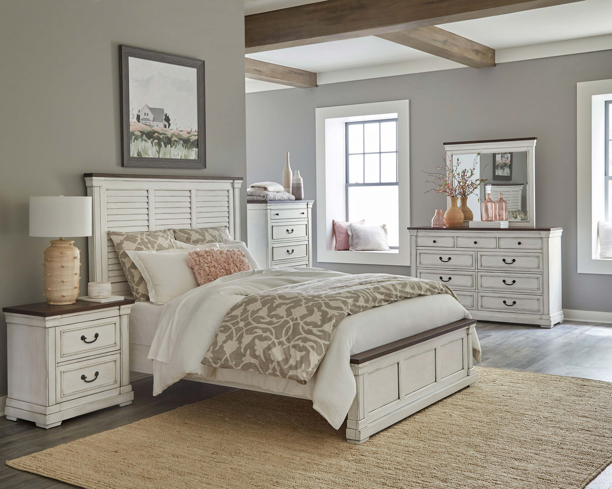 Hillcrest Distressed White Dresser and Mirror - Ornate Home