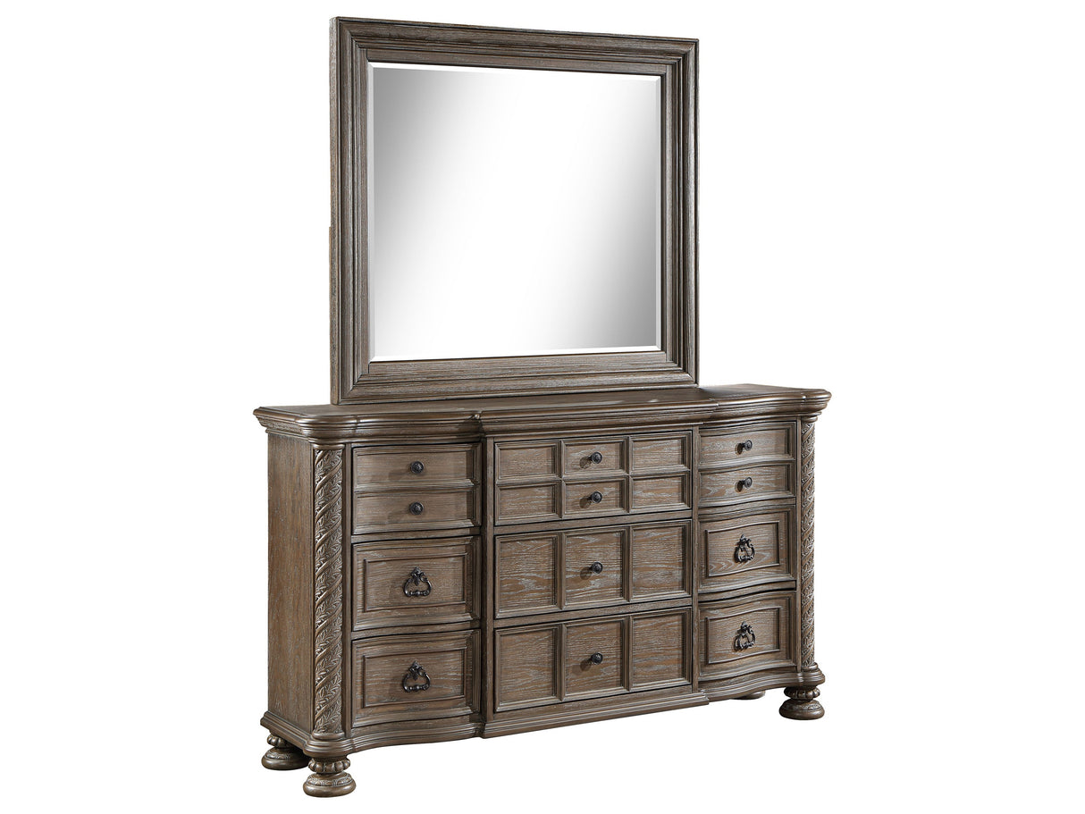 Emmett Walnut Dresser and Mirror - Ornate Home