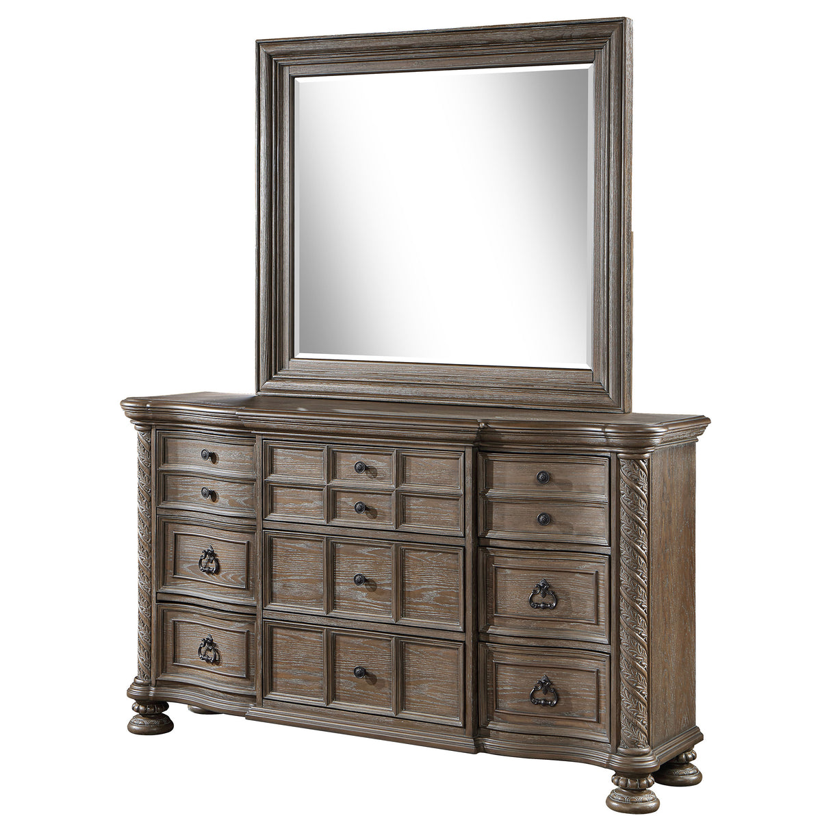 Emmett Walnut Dresser and Mirror - Ornate Home