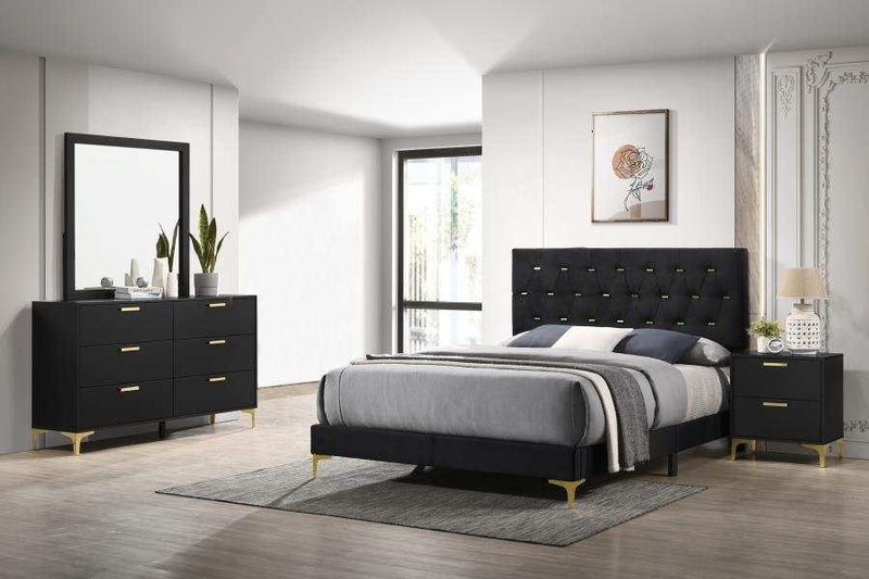 Kendall Black & Gold 4pc Queen Bedroom Set - Ornate Home