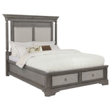 Cresswell Weathered Taupe / Weathered Tan Eastern King Upholstered Storage Platform Bed Weathered Taupe