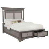 Cresswell Weathered Taupe / Weathered Tan Eastern King Upholstered Storage Platform Bed Weathered Taupe
