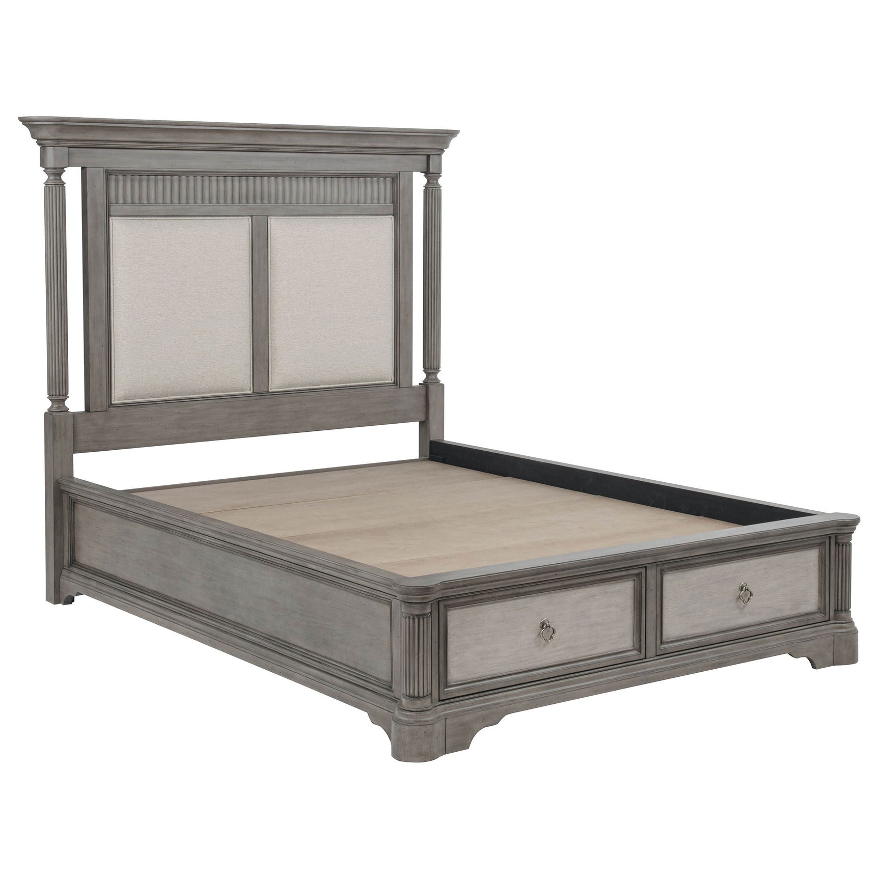 Cresswell Weathered Taupe / Weathered Tan California King Storage Platform Bed Weathered Taupe