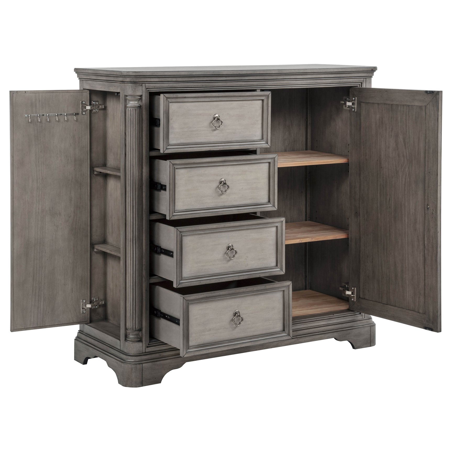 Cresswell Weathered Taupe / Weathered Tan 4-drawer Door Chest with Hidden Storage Weathered Taupe