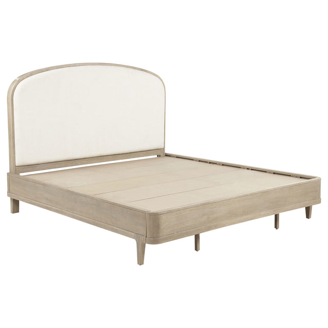 Lucaire Sandstone / Cream California King Upholstered Panel Bed Sandstone