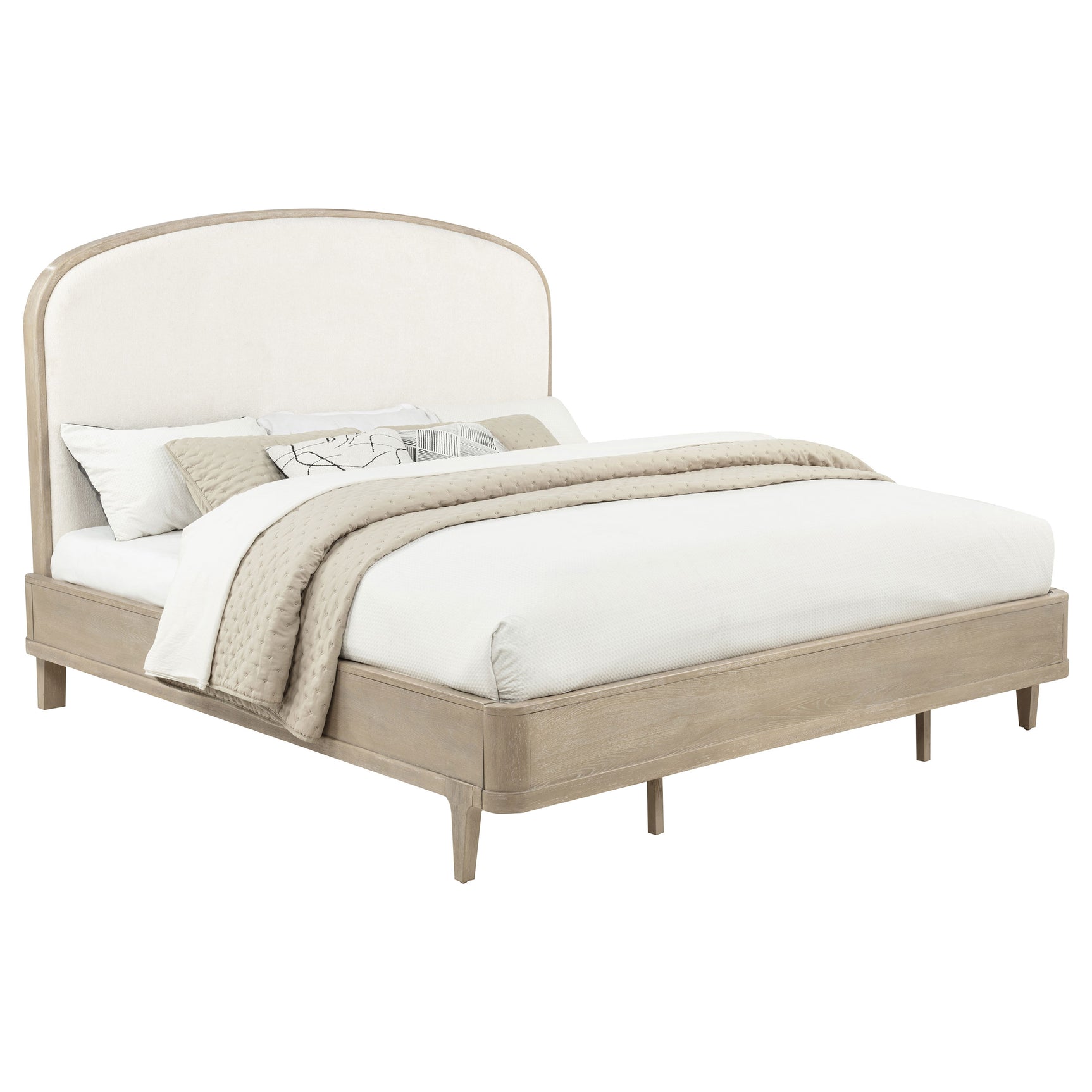 Lucaire Sandstone / Cream Queen Upholstered Panel Bed Sandstone
