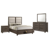 Farre Dark Brown Beige 4-Piece Eastern King Storage Bedroom Set