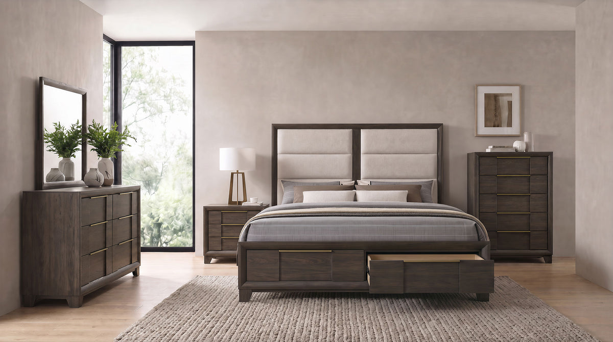 Farre Dark Brown 5-Piece Eastern King Storage Bedroom Set