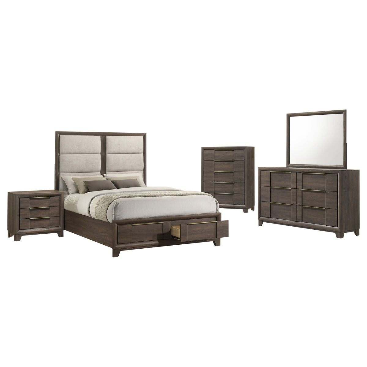 Farre Dark Brown 5-Piece Eastern King Storage Bedroom Set