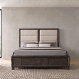 Farre Dark Brown Queen Upholstered Storage Platform Bed