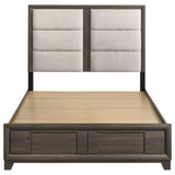 Farre Dark Brown Queen Upholstered Storage Platform Bed