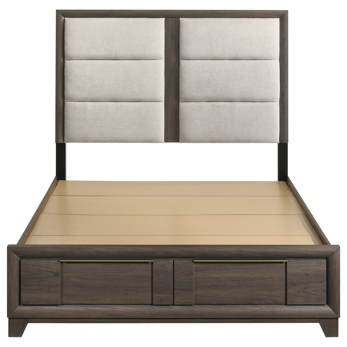 Farre Dark Brown Queen Upholstered Storage Platform Bed