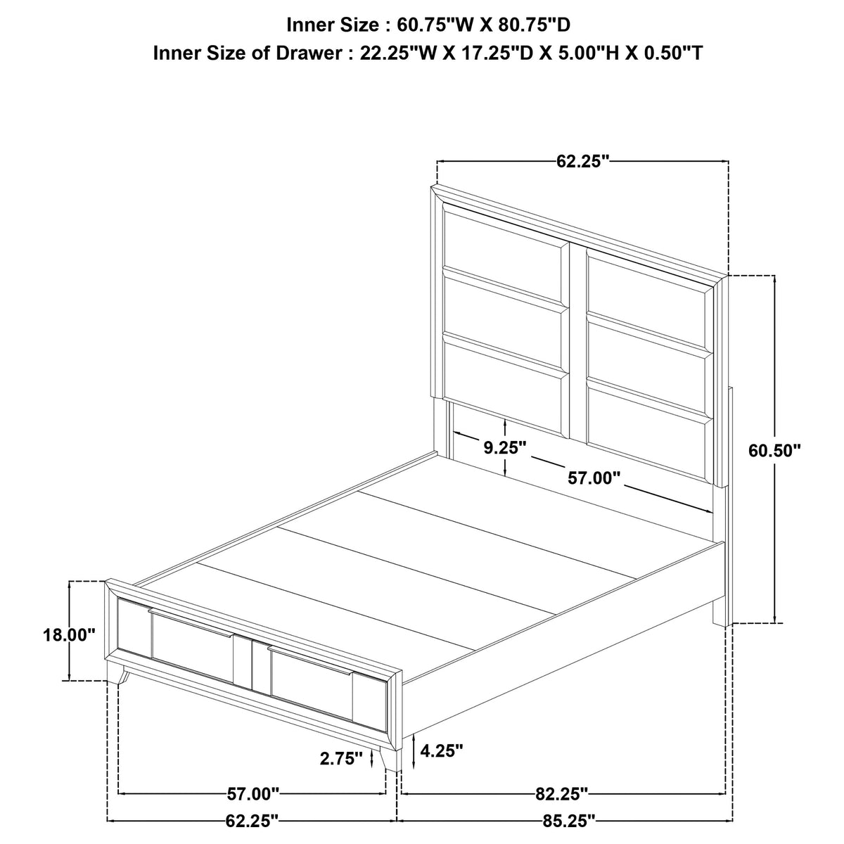 Farre Dark Brown Queen Upholstered Storage Platform Bed