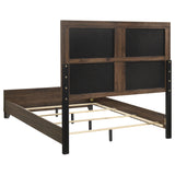 Farre Dark Brown Eastern King Upholstered Platform Panel Bed