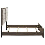 Farre Dark Brown Eastern King Upholstered Platform Panel Bed
